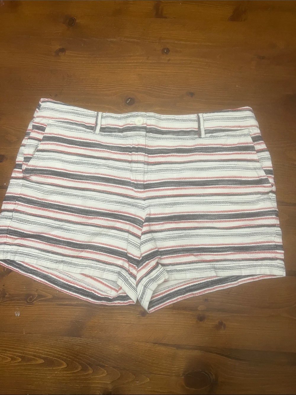 LOFT Striped Cotton Shorts in White, Red, and Blue